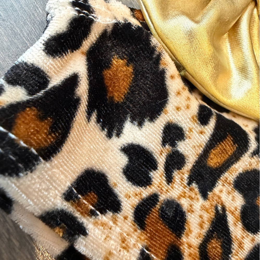 Leopard Print Velvet Bikini with Gold Bow Accent on Top & Behind! - Picture 3 of 11